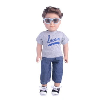 Jaunas ielidošanas ikdienas krekls un bikses apģērbs 18 collu Amerikāņu Logan zēns lelle, apģērbs paredzēts baby lelle zēns