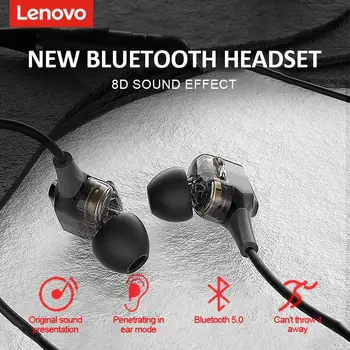 Jaunas oriģinālas Lenovo QE66 V5.0 Bezvadu Neckband Bluetooth Austiņas Četri Skaļruņi, Stereo Magnētisko auss Sporta Austiņas