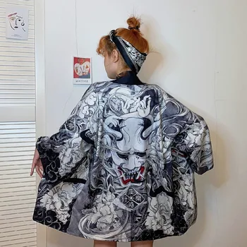 Jauns Japāņu Kimono Elementus Tradicionālo Sauļošanās Apģērbu Plašu Brīvs Krekls Kimono Mētelis Harajuku Samurai Jaciņa Sievietēm Yukata Sieviete