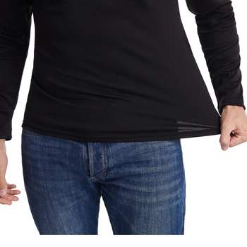 Jauns vīriešu T-krekls garām piedurknēm V-veida kakla rudens zemāko krekls T-krekls topi ar augstu elastīgo fitnesa, slim sporta