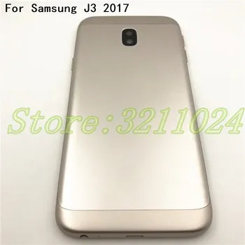 Jaunā Samsung Galaxy J3 2017 J330 J330F Metāla Aizmugurējo Korpusa Vāciņu Akumulatora Vāciņu Ar Kameru Stikla+Ieslēgšanas Skaļuma Pogu Taustiņu+Logo