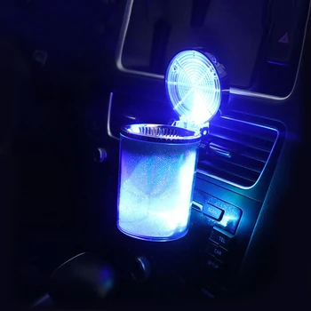 Jaunās LED gaismas Auto Cigareti pelnu traukā ar vāku, Lai Tases Turētājs, Auto Gaisa Ventilācijas Pelnu reņu