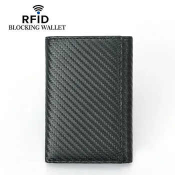 Jaunās Oglekļa Šķiedras Slim Kredītkartes Īpašnieks Plānas RFID Tri-reizes Kabatas PU Āda Vadītāja apliecība Vāka Turētājs Vīriešiem Karti Makā