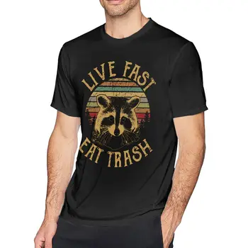 Jenots T Krekls Live Fast Ēst Trash T-Krekls Gadījuma Vīriešu Tee Kreklu Smieklīgi Kokvilnas XXX Īstermiņa Piedurknēm Drukāt Tshirt