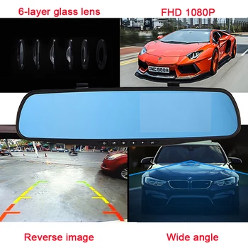 Jiluxing 1080P Automašīnas kameras spoguli, divas kameras auto DVR Atpakaļskata Spogulī, Digitālo Video Ierakstītāju Auto Videokamera Dash Cam Nakts Redzamības