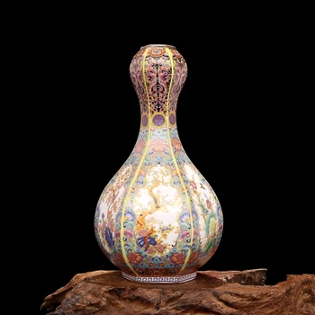 Jingdezhen Antīko Keramikas Emalju Vāze Laukumā Vāzes Ziediem Un Putniem Modelis Seno Ming un Qing Porcelāna