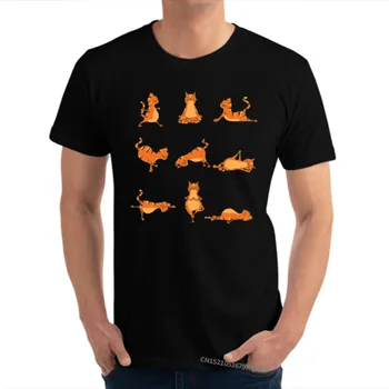 Joga Rada Kaķis Smieklīgi Jogas Joki Unikāli T-Kreklu Dizaineris Īsām Piedurknēm Camisa Kokvilnas Studentu Topi, T-Veida Vienkāršu Stila Tee Krekls