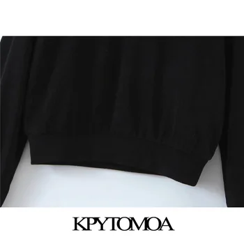 KPYTOMOA Sieviešu 2020. Gadam, Modes Kniedes Appliques Adītas Vintage Džemperis ar Augstu Apkakli, garām Piedurknēm, Sieviešu Džemperi Šiks Topi