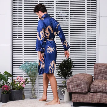 Kimono Vīriešiem Seksīgas Drēbes, Divas Gabals, kas Sacensība Zīda Peldmētelis Bikses, Pidžamas Mīksto Mājīgu Plānas garām piedurknēm Vannas Kleita Liels Izmērs M-7XL