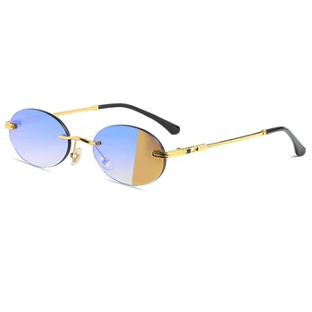 Klasisks Maza Rāmis Apaļas Saulesbrilles bez apmales 2020. Gadam, Sievietēm, Vīriešiem Zīmola Dizainere Sakausējuma Bezrāmju Saules Brilles Modes Krāsains UV400