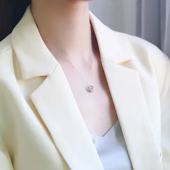 Korejiešu versija S925 tīra sudraba modes minimālisma ģeometriskā gredzenu īss collarbone spirālveida ķēdes kakla ķēdes sieviešu sudraba ķēde