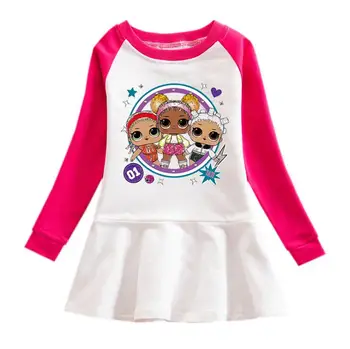 L. O. L. PĀRSTEIGUMS! Karstā Karikatūra Izdrukāt Saģērbt Baby Meitenes ar garām piedurknēm Kokvilnas Apģērbs Karikatūra Gadījuma Meitenes Kleita