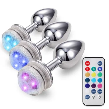 LED Krāsaini Vieglā Metāla Anālais Plug NAV Vibrators Masturbator Pieaugušo Spēle Anālais Dildo Erotiskās Rotaļlietas Intīmās Preces Maksts Massager