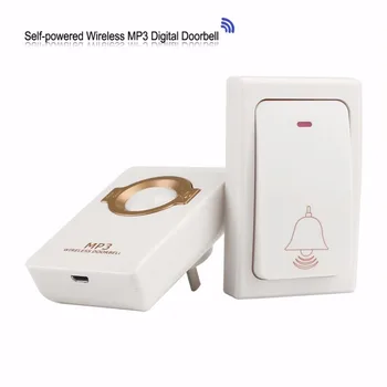 LESHP Jaunums Bezvadu Durvju zvans Self-powered Tālvadības Pogu un Uztvērējs MP3 Digitālās lielos attālumos IP47 Ūdensizturīgs Home Security