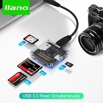 LLANO Viss Vienā Multi Atmiņas Karšu Lasītājs Pārsūtīt SD/TF/CF/MS/Micro SD USB 3.0 Lasījumā, Vienlaikus Windows/Camera/Portatīvie