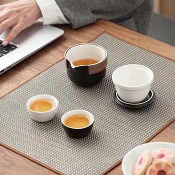 LUWU keramikas tējkanna ar 2 tases tējas komplekti portatīvie ceļojumu birojs tējas komplekts drinkware