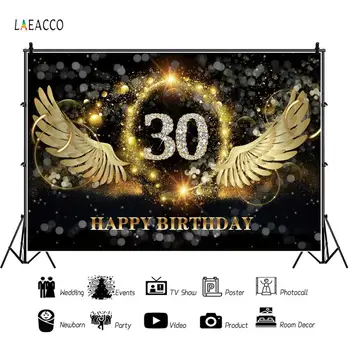 Laeacco Zelta Spīguļi, Happy Birthday Party Dekoru 30 40 50 Diamond Foto Fons Balonu Sieviete, Foto Fona Foto Studija
