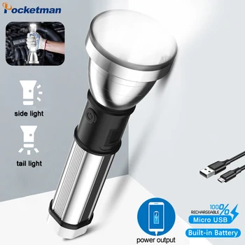 Led Ultra Spožu Lukturīti, USB Uzlādējams Lāpu COB Sānu Gaismas Lukturīti, ar Taillight Ūdensizturīgs 26650 Rokas Gaismas