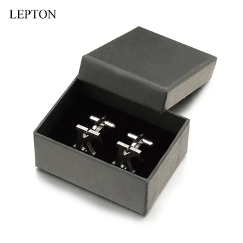 Lepton Nerūsējošā tērauda Burti K, aproču pogas, Vīriešu Melnu un Sudraba krāsas Burts K alfabēts aproču pogas Vīriešiem Kreklu CuffCufflink
