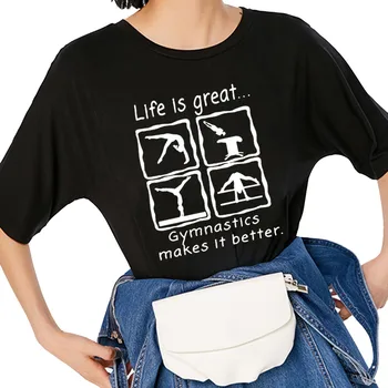 Lifes Liels, Bet Vingrošana Padara To Labāku Harajuku T Krekls Smieklīgi T-krekls Sievietēm, Apģērbu Gadījuma Īsām Piedurknēm Topi Plus Lieluma Tees