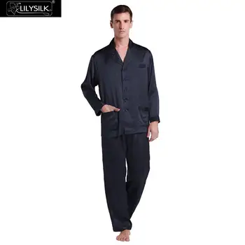 LilySilk 100 Zīda Pidžamas Komplekts Vīriešiem 22 momme Luksusa Dabas Ar Kontrastu Apdares Vīriešu Apģērbu Bezmaksas Piegāde