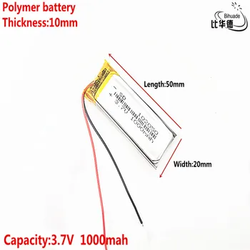 Litru enerģijas akumulators, Labas Qulity 3,7 V,1000mAH 102050 Polimēra litija jonu / Litija jonu akumulators tablet pc BANKA,GPS,mp3,mp4