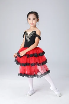 Melns Sarkana Tilla Baleta Kostīms Sieviešu Spāņu Kleitu Pieaugušo Meiteņu Bērnu Deju Ilgi Romantiskā Baleta Tutu Darbības Kostīmi