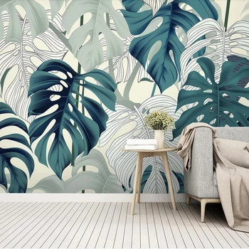 Milofi pielāgotas 3D tapetes sienu Eiropas rokām apgleznotas tropu augi, dzīvojamās istabas, guļamistabas fona sienu apdare, krāsošanas w