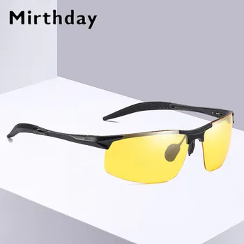 Mirthday HD Nakts Redzamības Brilles Vīriešiem Polarizētās Anti-Glare Objektīvs Alumīnija Magnija Dzeltenas Saulesbrilles Nakts Drošas Braukšanas Brilles