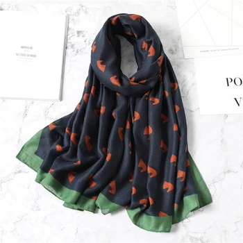Modes Sievietes Pashmina Hijab Šalle Dāma Kokvilnas Ziemas Silta Šalle Šalle Wraps Dizains Print Zirgu Sieviešu Foulard Šalles 2020