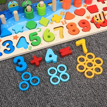 Montessori Izglītojošas Koka Rotaļlietas Bērniem Aizņemts Valdes Matemātikas Zvejas Bērnu Koka Pirmsskolas Montessori Rotaļlietas Skaitīšanas Ģeometrija