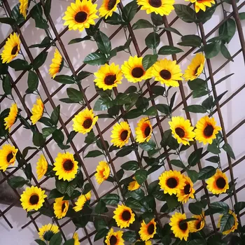 Mākslīgā Saulespuķes Vīnogulāju 10 Big Saules Puķes Mājās Cauruļu Tīšanas Lentes Apdare Rotangpalmas Ziedi Home Decoration Accessories