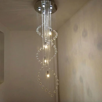 Mūsdienu LED K9 Kristāla Lustras, lampas Luksusa Viesnīcu, Kāpņu Lustras gaismas Duplex Kāpnes LED Spirāli Ilgi Droplight Apgaismojums