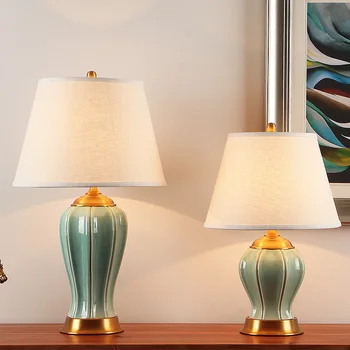 Mūsdienu Vienkāršas Amerikāņu Keramikas Galda Lampas Dzīvojamā Istaba, kabinets, Guļamistaba Gultas Lampa, Bezmaksas Piegāde Lampas Guļamistabas