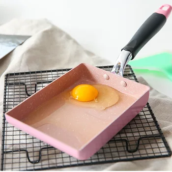 Non-stick Pannas bezdūmu pot Olu Pica kvadrātveida panna Gāzes Indukcijas Plīts Rozā Virtuves Virtuves Sīkrīku Brokastis Cepšanai Pavārs
