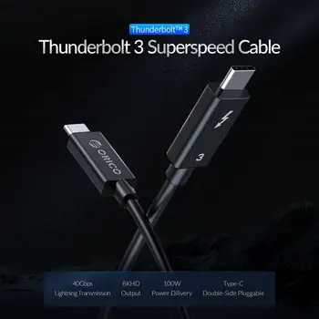 ORICO Thunderbolt 3 Kabeli USB C C Tipa 8K60Hz HD 5.A PD100W Thunderbolt 3 Kabeli Macbook Pro C Tipa Vads un Thunderbolt 3