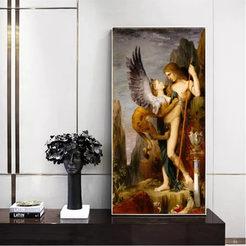 Oedipus un Sfinksa ar Gustavu Rīt Eļļas Glezna Izdrukas uz Audekla Sienas Māksla Slavenā Glezna Attēlus Dzīvojamā Istaba Dekori
