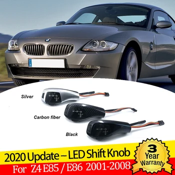 Oglekļa Šķiedras Black Silver LED Pārnesumu Pārslēgšanas Rokturi Pārslēdzēju Sviras BMW Z4 Roadster E85 Kupeja E86 Automātiskā Piederumi