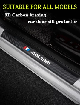 Par Hyundai SOLARIS 2017 2019 2012 auto Palodzes Plāksnes segums accessorie aizsargs oglekļa vinila āda uzlīmes 4 gab.