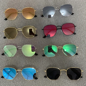 Peekaboo zelta zils spogulis, saulesbrilles vīriešiem metāla rāmis daudzstūra laukums, saules brilles sievietēm zaļā uv400 2021. gada vasarā karstā vīrietis