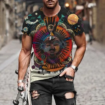 Plus Lieluma Vīriešu T Krekls Vasaras Īsām Piedurknēm 3d Iespiesti O-veida kakla Mandala Grafikas Tees Vīriešu Tops Tee Streetwear T-krekls Camiseta 2021