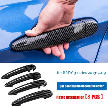 Pārveidotas Oglekļa Šķiedras Tekstūru Rīkoties Pārsegi, BMW 3 series F30 F31 320i 328i Automašīnu Durvju Roktura Dekoratīvā Vāciņa Korpusa 2013-2019