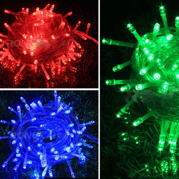 RGB Led String Light 10M 100Leds Ziemassvētku Ziemsvētki Puse Dekori Telpās Pasaku Lampas ES/ASV Plug AC220V 110V Ūdensizturīgs āra apgaismojums