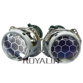 ROYALIN Šūnveida Zilā Bixenon Projektoru Hella 3R G5 H4, D2S Lukturi Objektīva Auto Lukturi Pārbūvēt Lēcas Kodināšanas D1S D2H