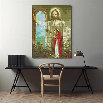 Reliģisko attēls Aīda Gleznas krustdūrienā komplekti DMC Rokdarbi Izšuvumi Krustdūrienā DIY Handwork 14CT un 11CT Amatniecības Audums