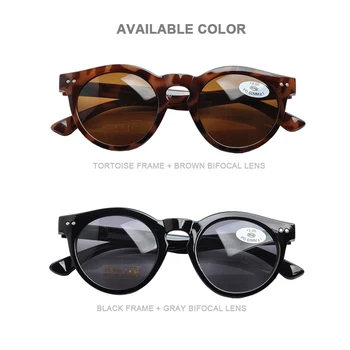 Retro Bifocal UV400 Saulesbrilles Kārta Vintage Bifocal Lasīšanas Brilles Sievietes Vīrieši Pavisam Lasījumā Saulesbrilles +1.0 līdz +3.5 DD1503