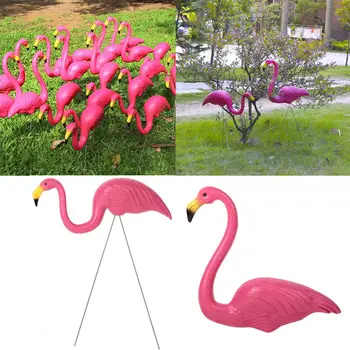 Reāli flamingo statuja mākslīgā balkons dārza dekorēšana spilgti flamingo zālienu apdare, plastikāta rožu kāzas yar