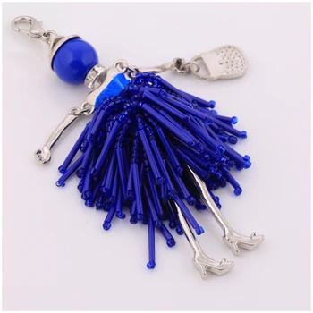 Rhinestone rotaļlietas lelle, soma, auto atslēgu gredzens gudrs pušķis keychains sieviešu zilā kristāla atslēgu piekariņi, rotaslietas lelle keyring dāvanu vairumtirdzniecība
