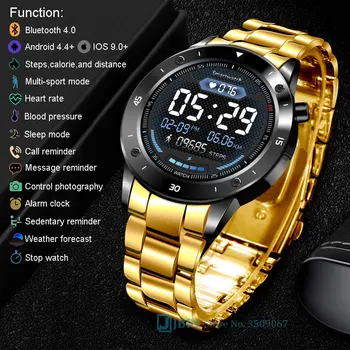 Rose Gold Smart Skatīties Vīriešiem Vīriešu Smartwatch Elektronika Smart Clock Android, IOS Fitnesa Tracker Touch Bluetooth Smart-skatīties
