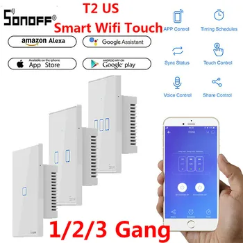 SONOFF T2 MUMS TX Pamata Smart Wifi Touch Sienas Gaismas Slēdzis ar Robežu Smart Home 433 RF/Balss/APP Kontroles Darbus ar Alexa